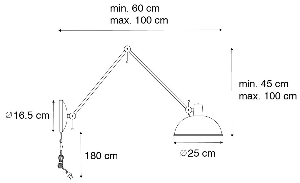Aplică retro neagră cu bronz - Milou