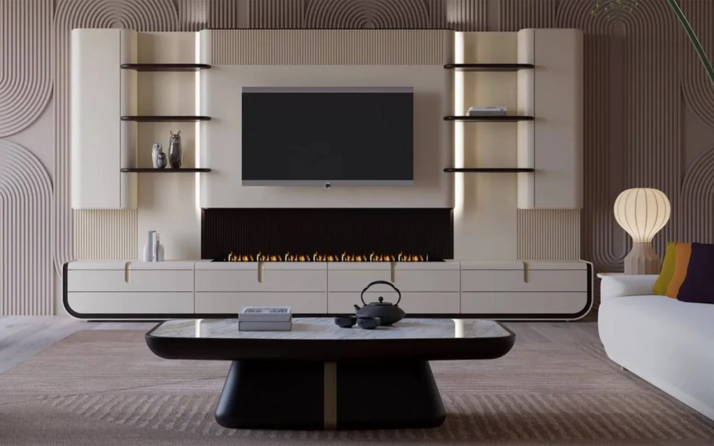 Unitate TV lemn masiv Viera, 400 × 220 × 50 cm