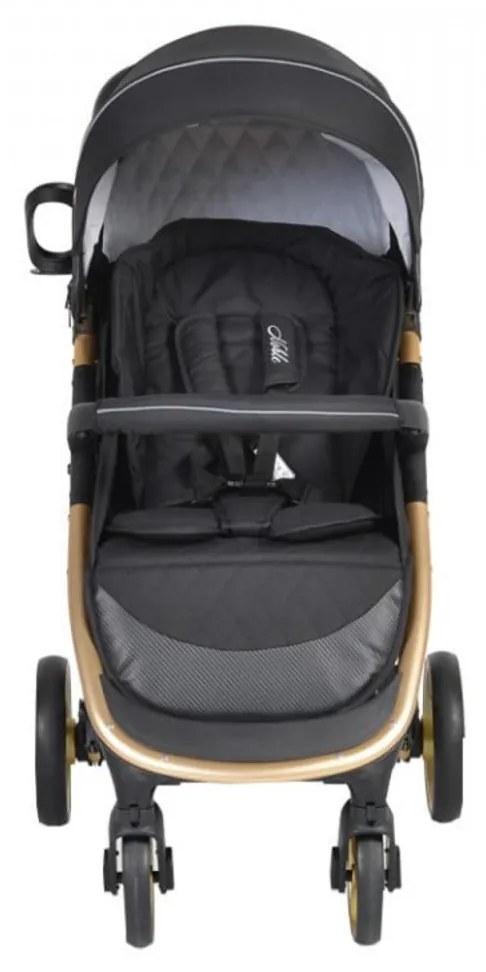 Carucior nou nascuti 3 in 1 NOVOKIDS™ Noble Deluxe, Cadru Aluminiu Gold , Amortizoare, Roti din cauciuc plin AVE, Landou, Scoica auto, Spatar