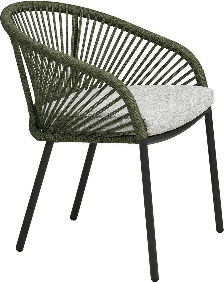 Scaun de grădină verde din metal/capitonat Novella – House Nordic