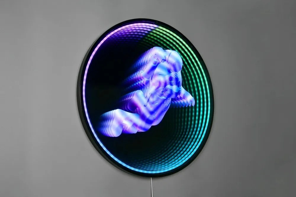 Decorațiune luminoasă neagră de perete cu alimentare la priză ø 60 cm Duke – Reality