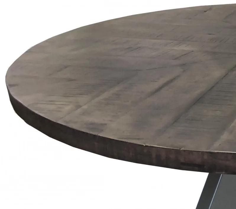 Masa rotunda cu blat din lemn de mango Tables&amp;Benches 120x120x76 cm maro inchis/argintiu