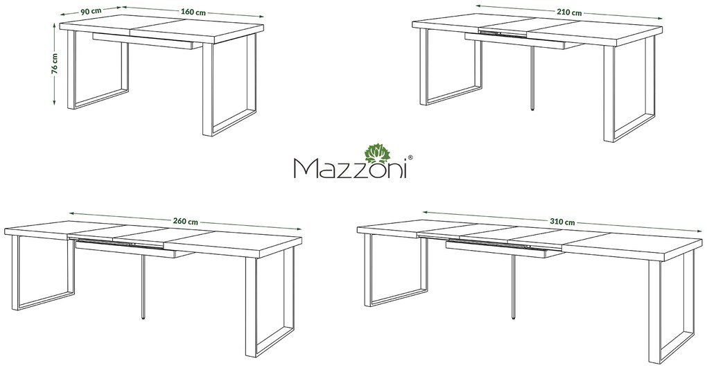 Mazzoni AVELLA Stejar Maro - MASĂ LOFT PENTRU LIVING/SUFRAGERIE EXTENSIBILĂ până la 310 cm!