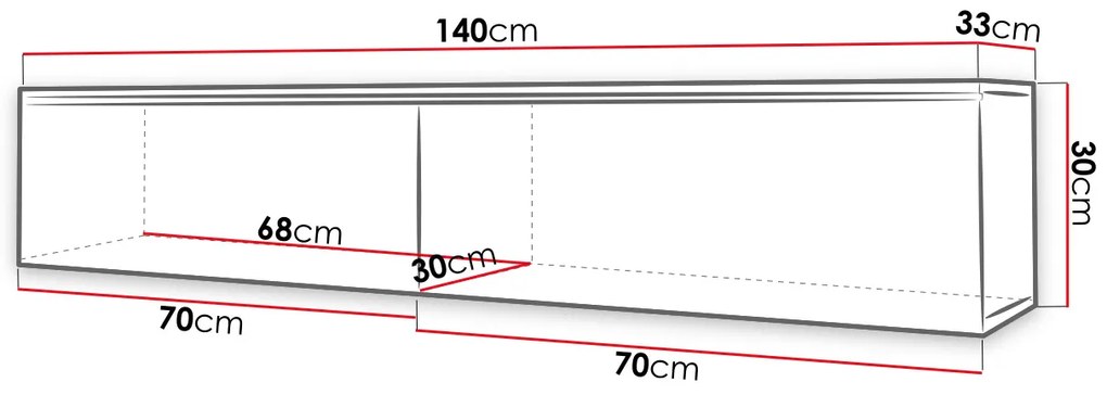 Masă TV/Dulap Dilune 140 (beton smart) (iluminat LED Alb). 1053729