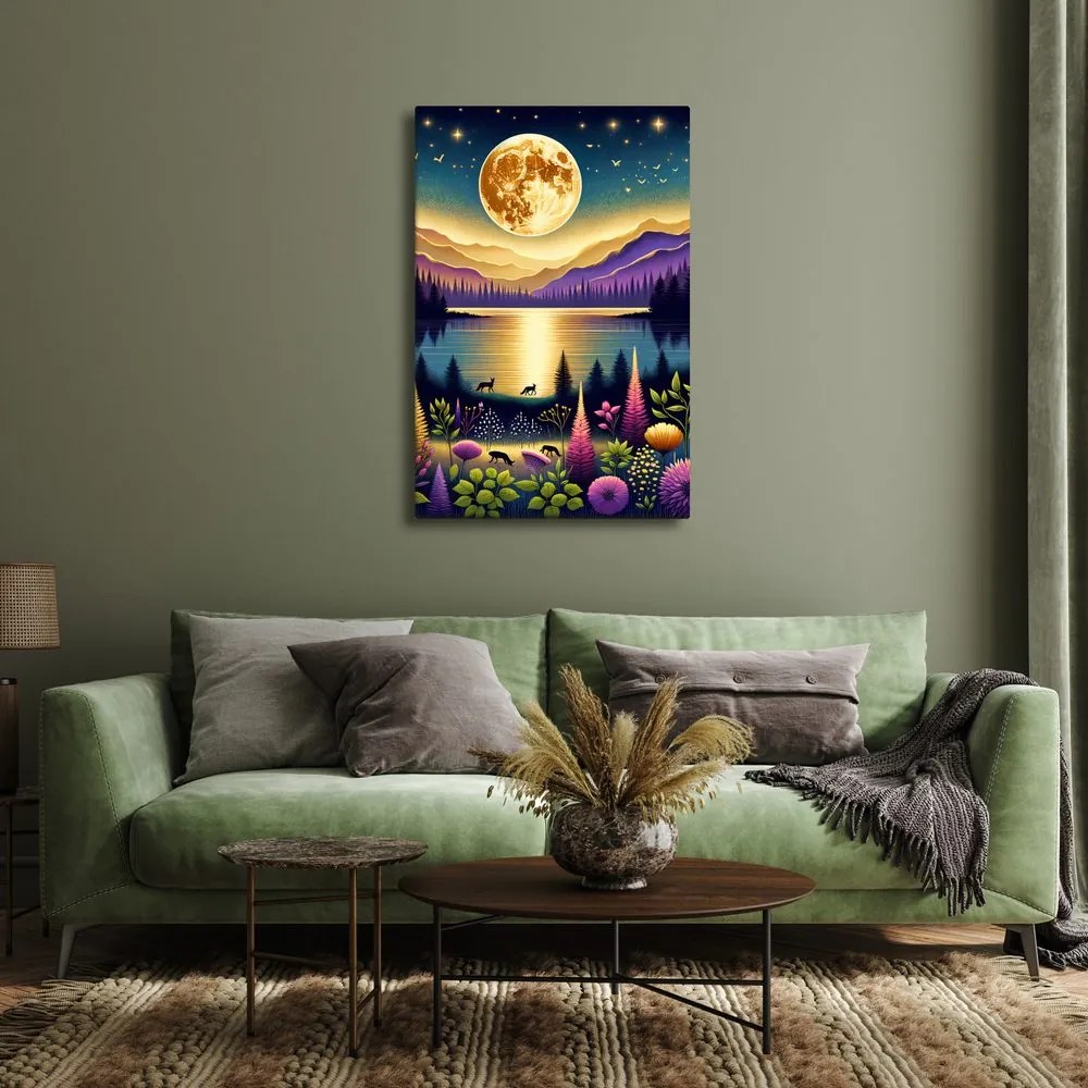 Tablou peisaj nocturn magic cu lună