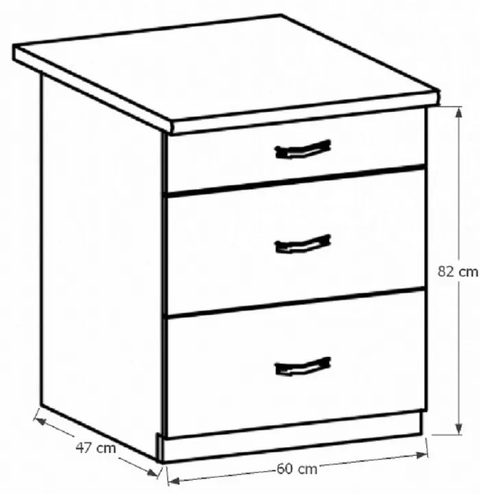 Dulap inferior de bucătărie D60S3 Sillina (Nuc milano). 1015113