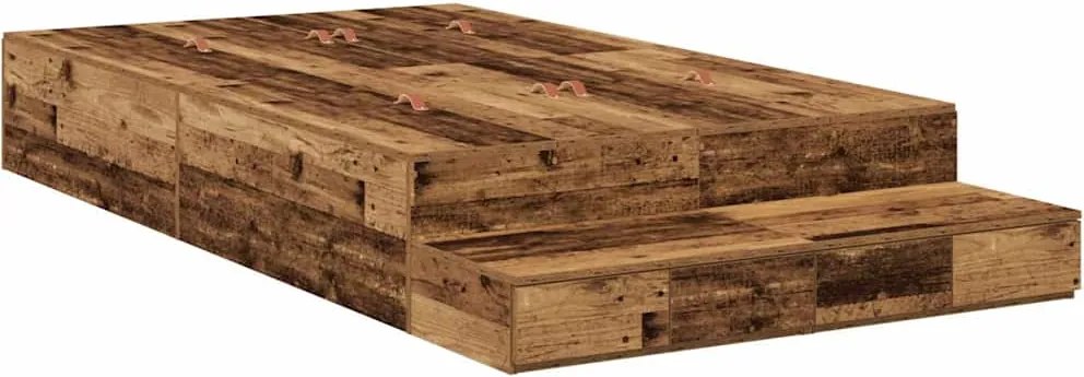 vidaXL Cadru de pat cu depozitare Lemn Vechi 120 cm Lemn compozit