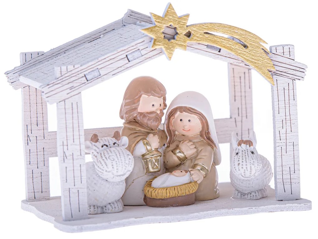 Nașterea de Crăciun cu cometă 9,5 x 7,2 x 6 cm,albă