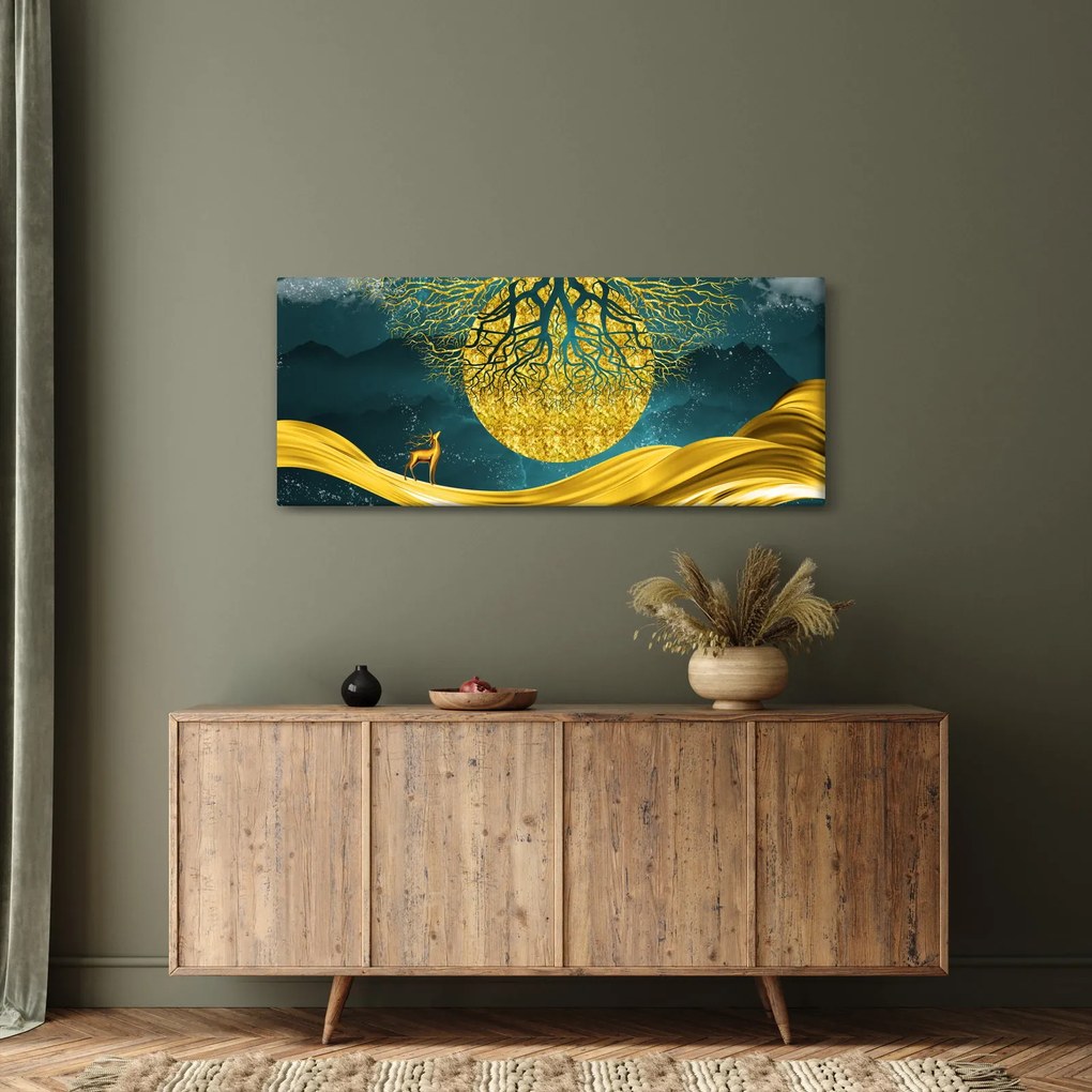 Tablou - Abstract, peisaj auriu (120x50 cm)