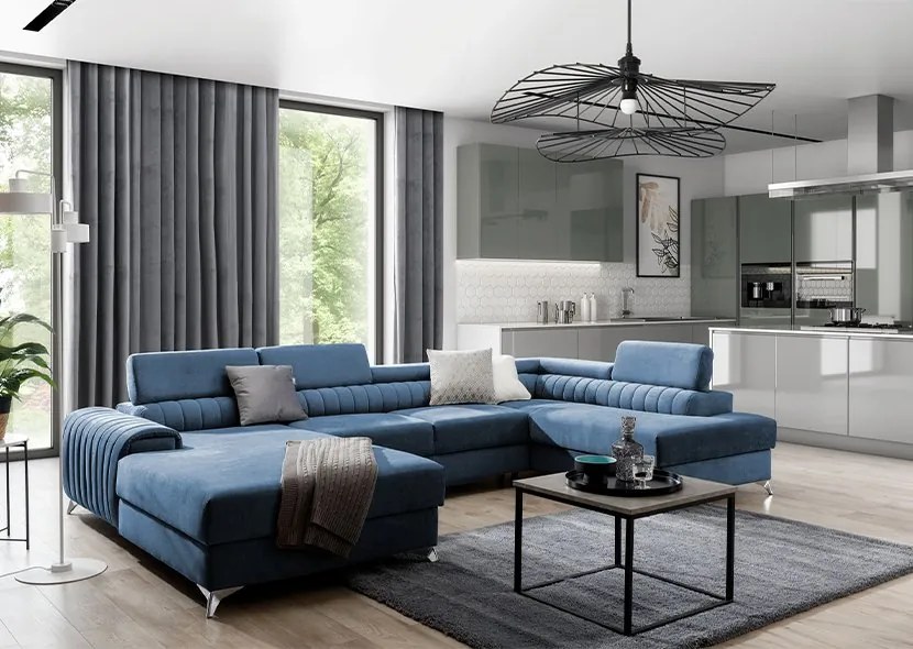 Colțar lemn masiv Formă U Extensibil Levi 347x202cm - Gojo 101, Dreapta