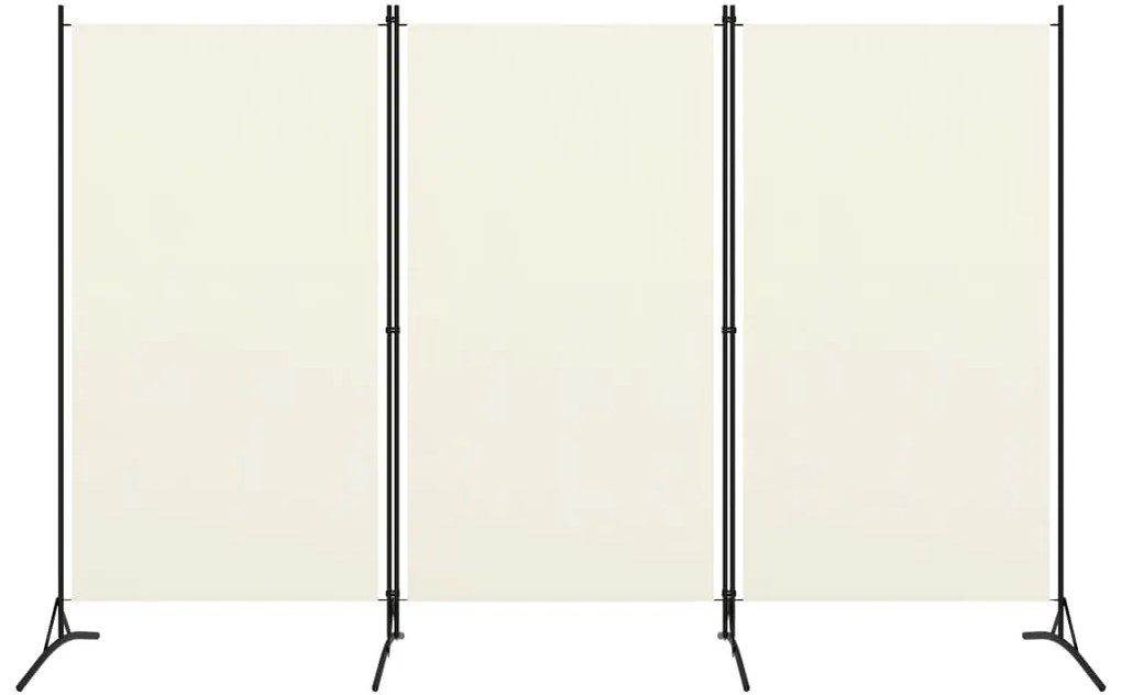 Paravan de camera cu 3 panouri, alb, 260 x 180 cm, textil