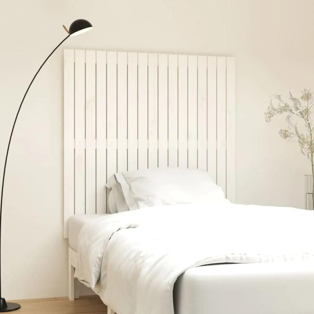 824924 vidaXL Tăblie de pat pentru perete, alb, 108x3x110 cm, lemn masiv pin