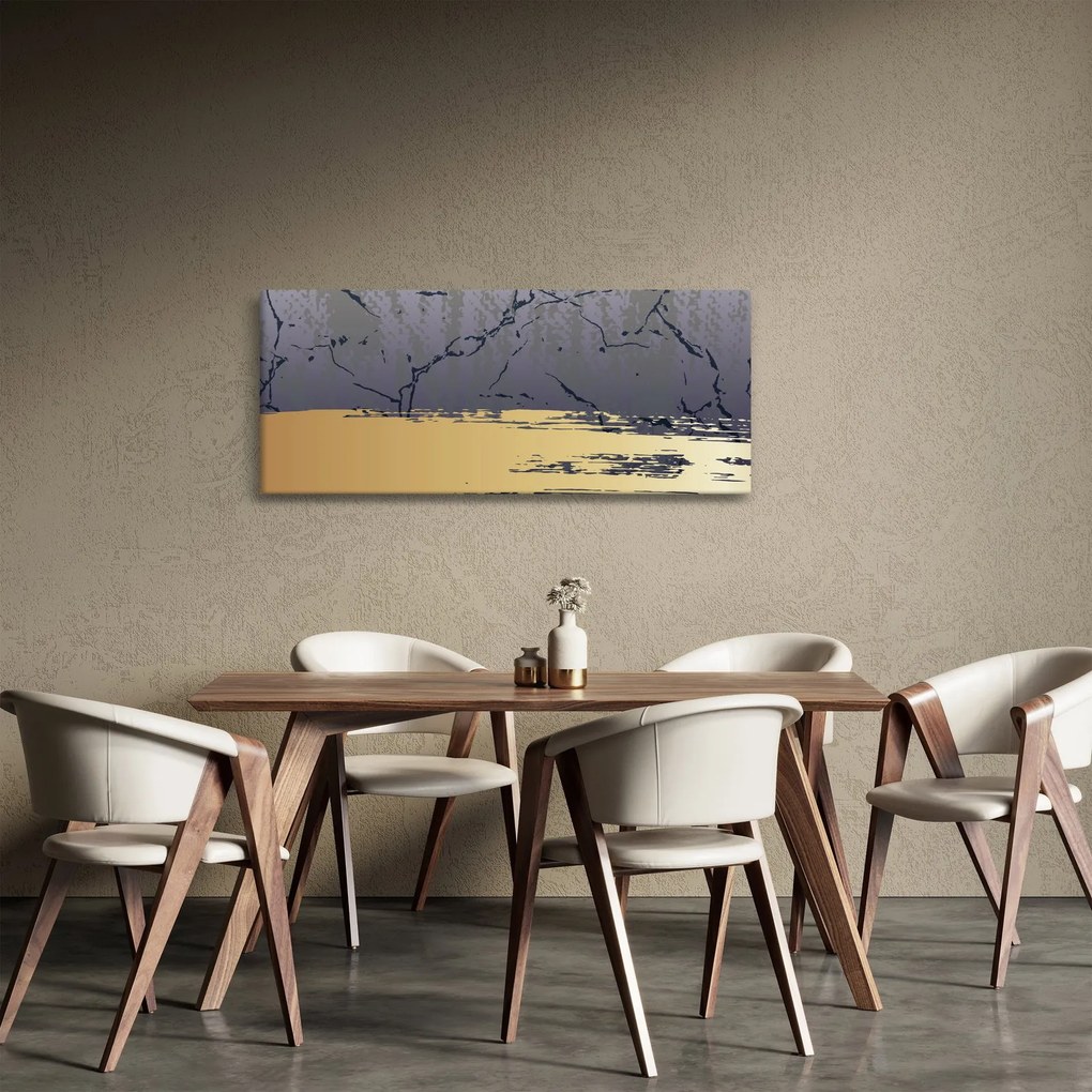 Tablou - Albastru și aur abstracție N⁰1 (120x50 cm)
