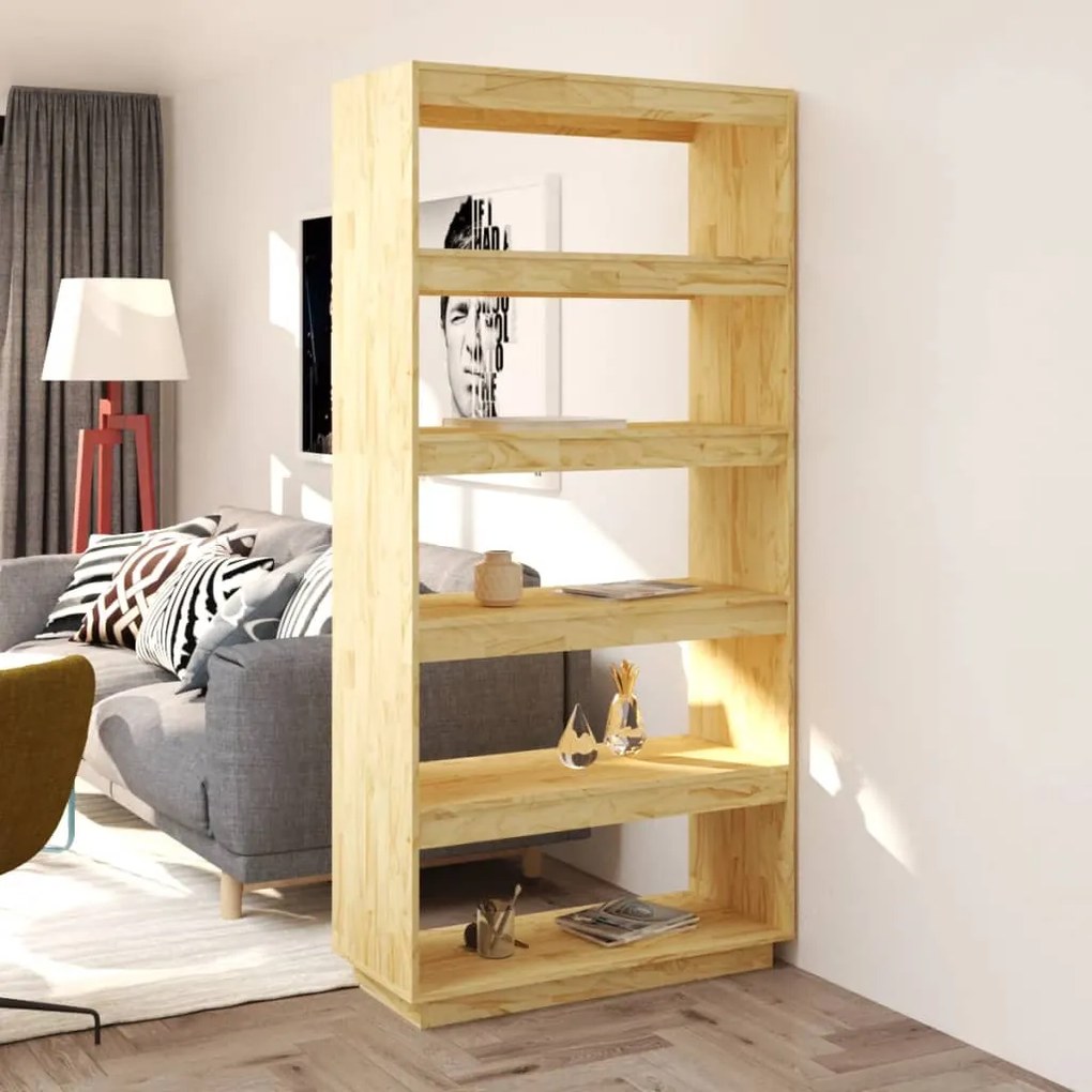 Bibliotecă/separator cameră, 80x35x167 cm, lemn masiv de pin