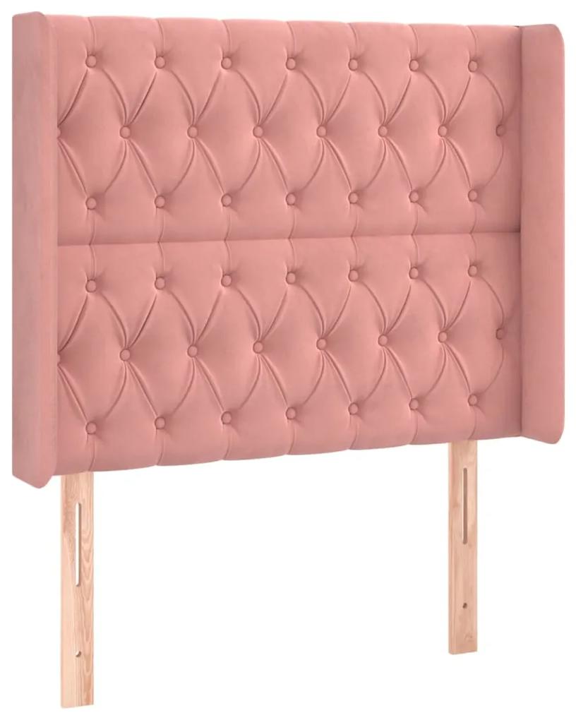 3119963 vidaXL Tăblie de pat cu aripioare, roz, 103x16x118/128 cm, catifea