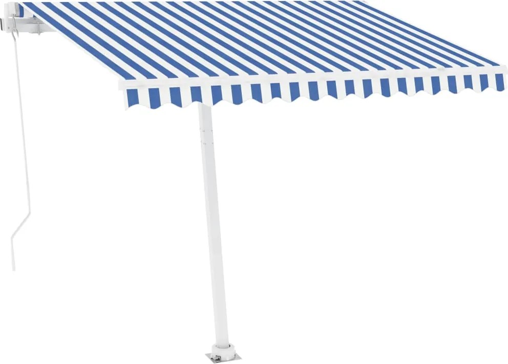 vidaXL Copertină retractabilă manual, albastru/alb, 300x250 cm