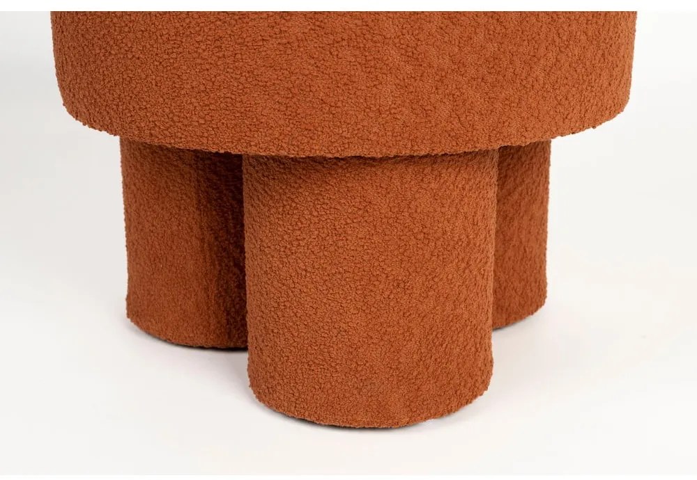 Taburet cărămiziu cu tapițerie din țesătură bouclé Marcos – White Label
