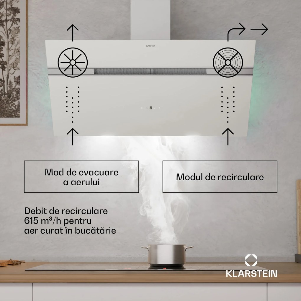 Klarstein Hota Alina, 90 cm, Smart, 615 m³/h, Silențioasă, EEC A