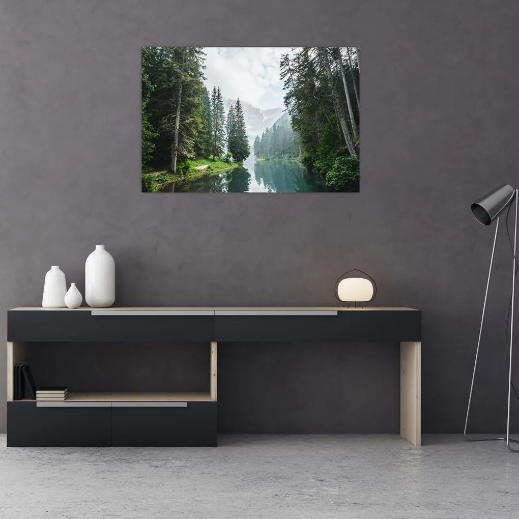 Tablou lacului în pădure (90x60 cm)