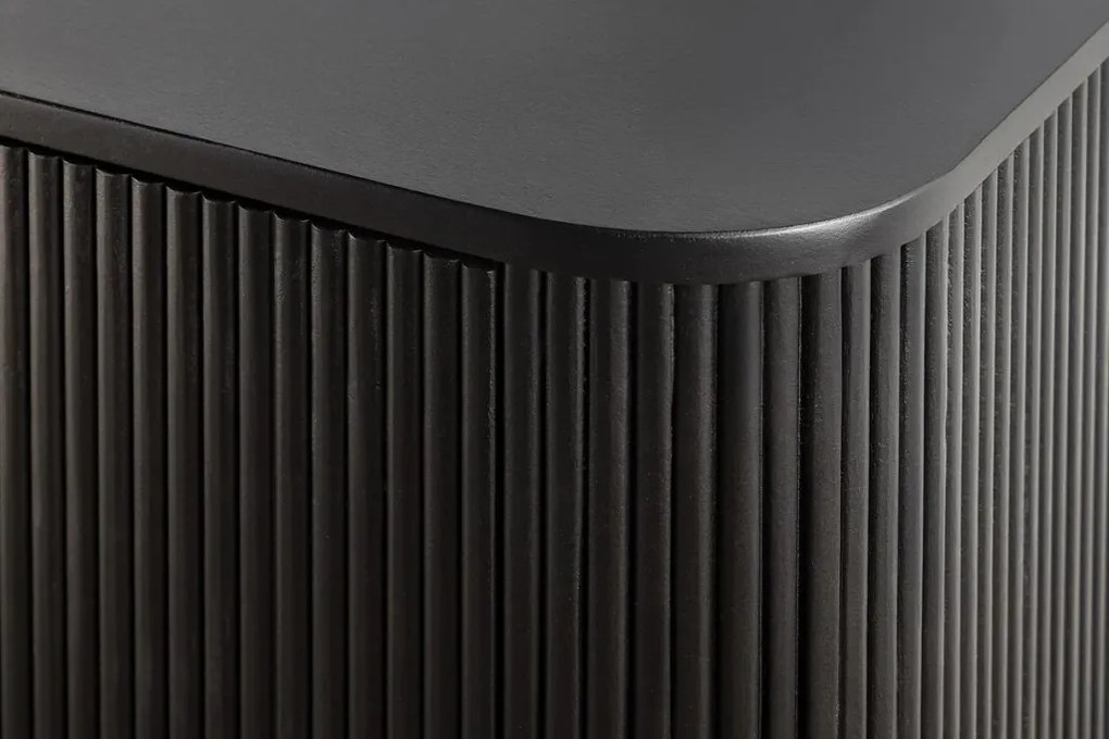 Comoda TV lemn de mango fronturi canelate GATSBY 160cm negru