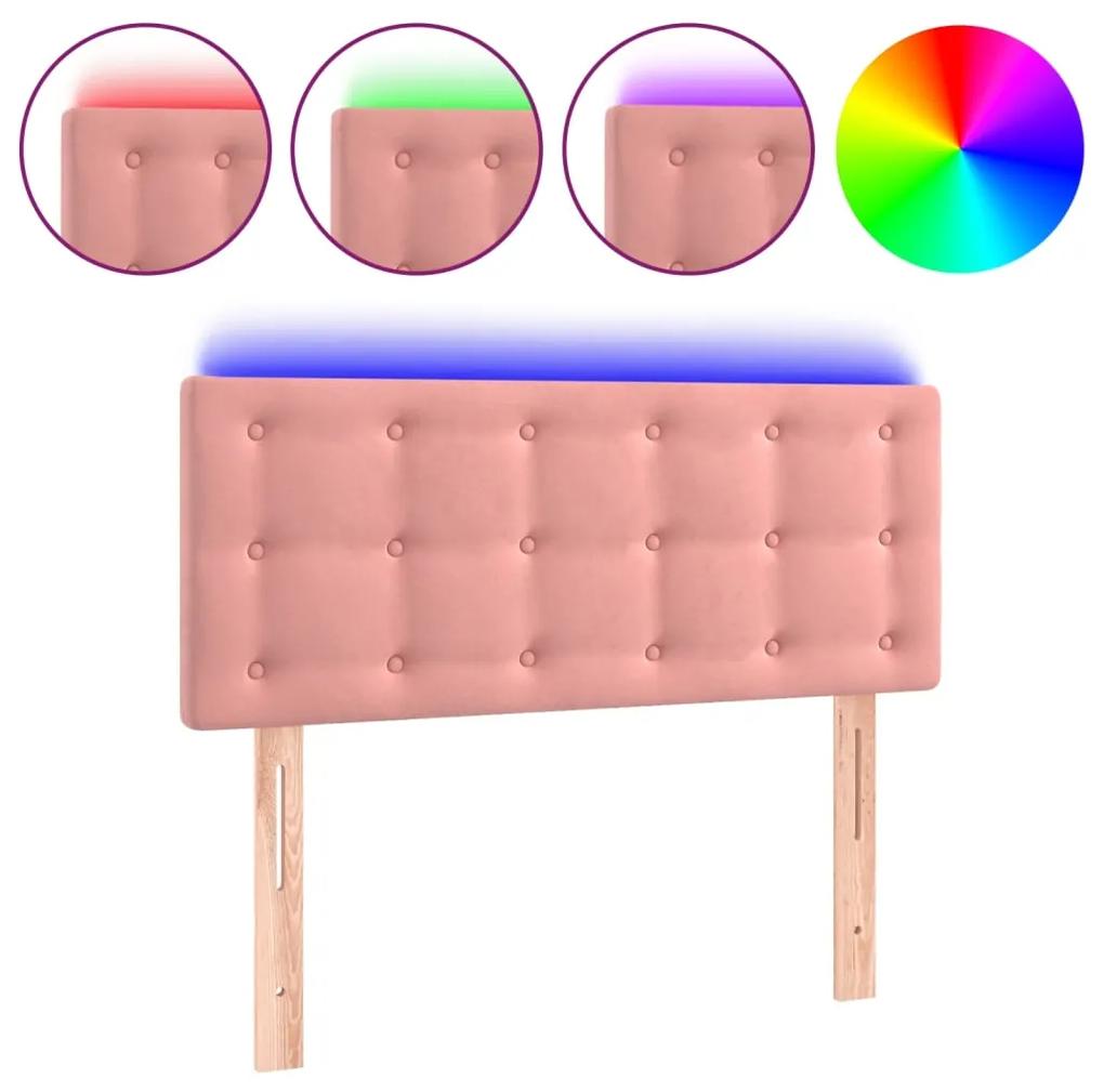 3122081 vidaXL Tăblie de pat cu LED, roz, 80x5x78/88 cm, catifea