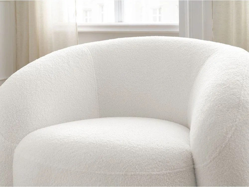 Fotoliu alb pivotant cu tapițerie din țesătură bouclé Elina – Bobochic Paris