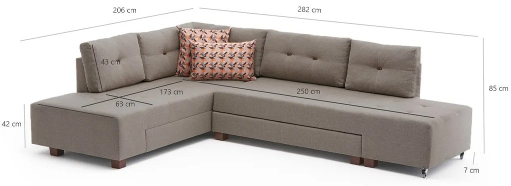 Canapea extensibilă de colț Manama Corner Sofa Bed Left - Cream