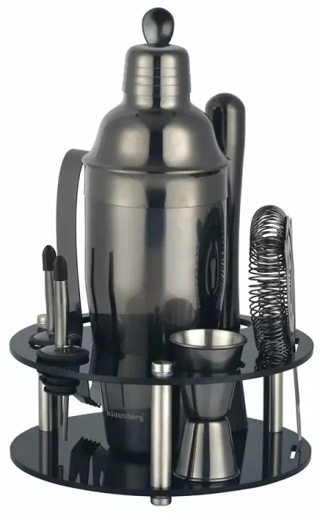 Set shaker cu accesorii Klausberg KB 7581, 10 buc, Stand, 720 ml, Grafit