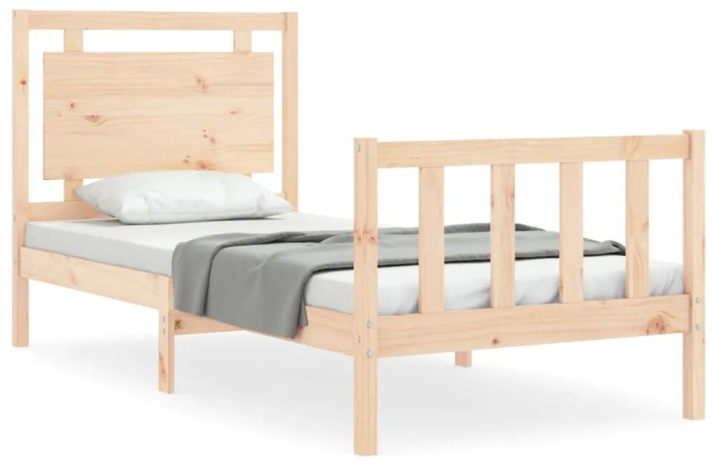 3192126 vidaXL Cadru de pat cu tăblie single mic, lemn masiv