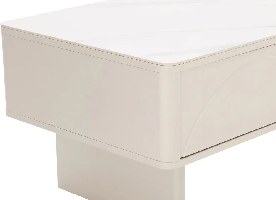 Masuta de cafea cu blat ceramic SAVOY 120cm alb