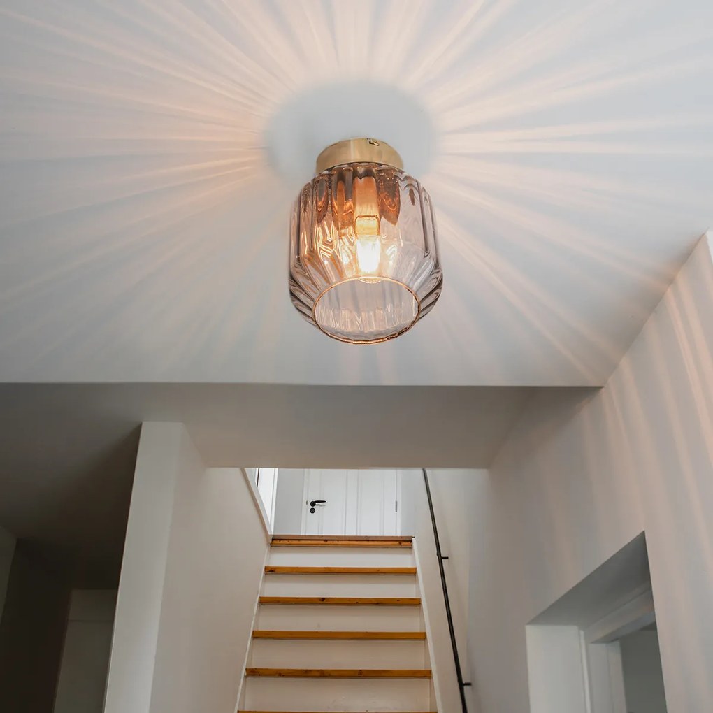 Plafoniera inteligentă din alamă cu sticlă fumurie incl. Wifi A60 - Stiklo