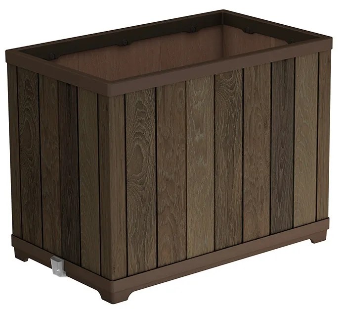 Cutie decorativă pentru flori din plastic, în relief, în formă de cărămidă, 100 L, nuc