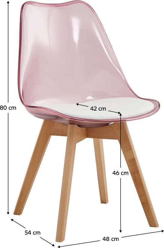Scaun, roz transparent, acrilic/piele ecologică/fag, BALI 2 NEW