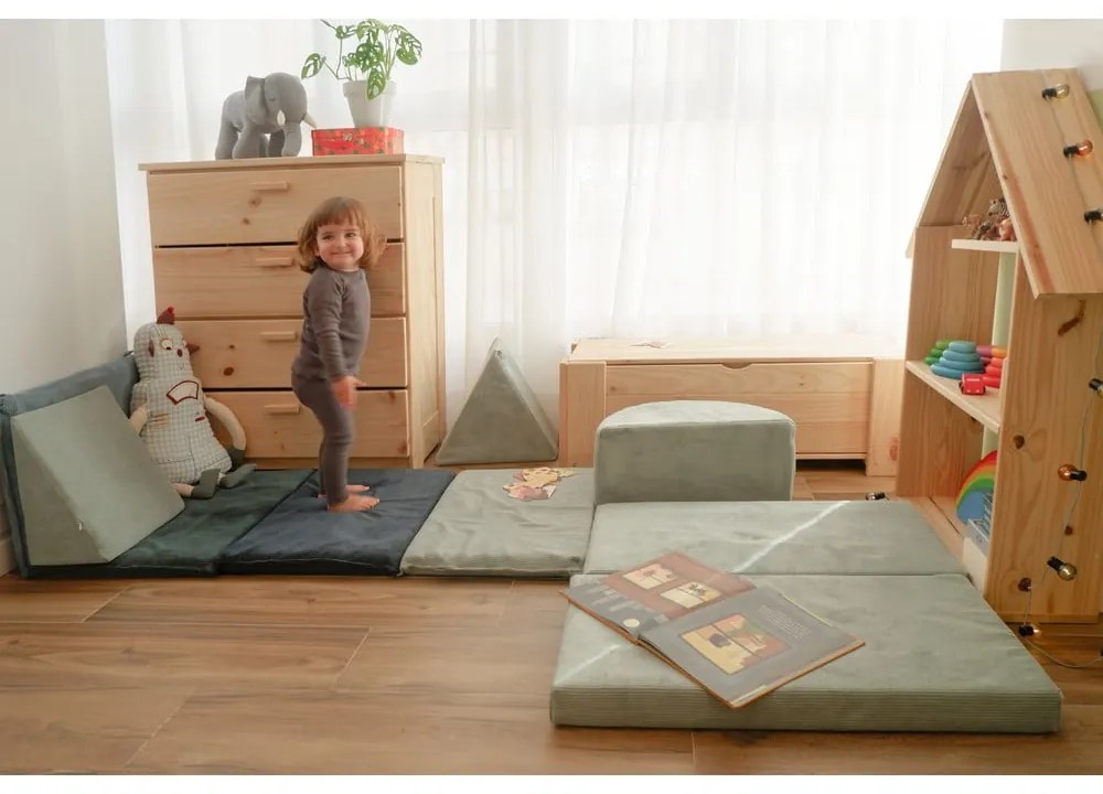 Set de joacă din spumă albastru deschis din catifea reiată Bloque Montessori – Little Nice Things