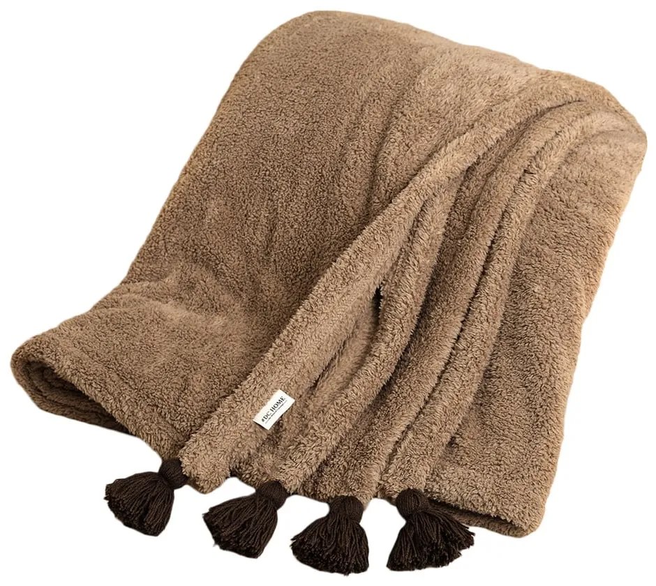 Cuvertură maro din micropluș, cocolino 160x200 cm Puffy – Mijolnir