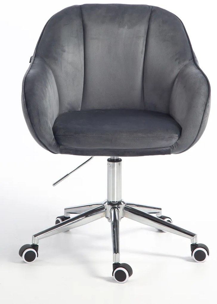 HR2055K Scaun Grafit din Catifea cu Bază Cromata