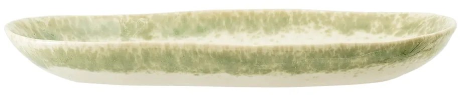 Platou din gresie ceramică Bloomingville Paula, 23,5 x 12,5 cm, alb-verde