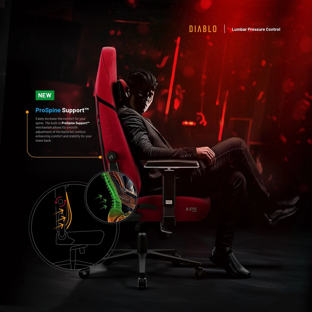 Scaun gaming Diablo X.Eye Prime, Normal Size, Bloody Mary