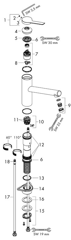 Baterie de bucatarie, Hansgrohe, Zesis M33 150, negru mat