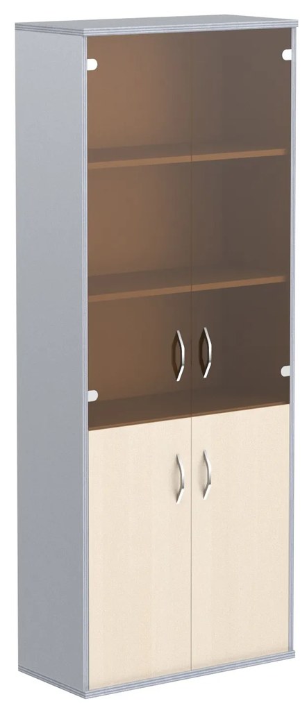 Dulap documente cu vitrina Imago gri artar, 77 x 36,5 x 197, 5 cm