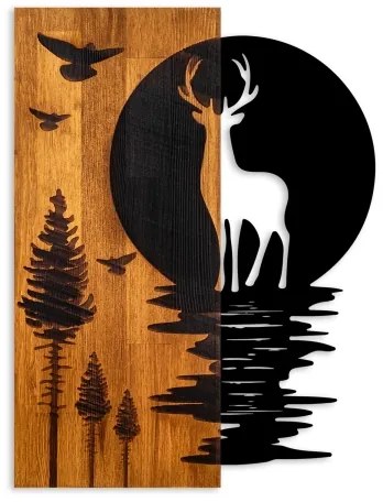 Decorațiune de perete 43x58 cm lemn/metal cerb și lună