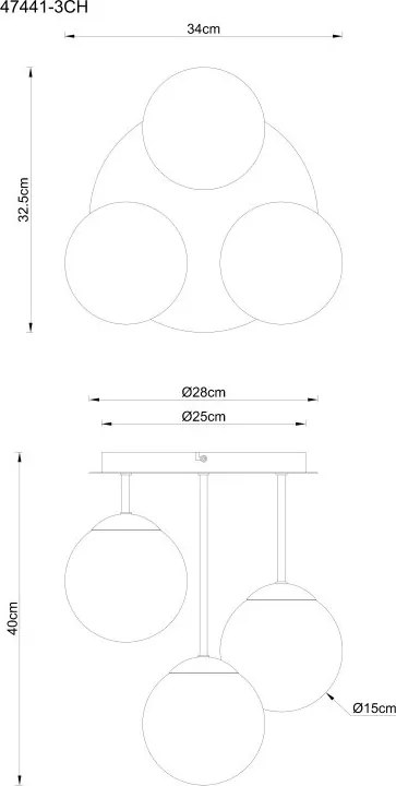 Lustra aplicata moderna HARMON 3L sampanie/alb