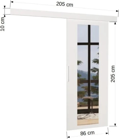 Usa glisanta cu oglinda, Brit, ADRK Furniture (Latime: 96 cm, Culoare: Ciocolata)