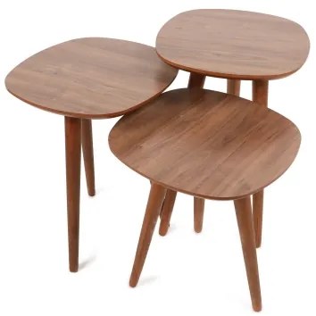 SET 3x măsuță laterală TYN maro