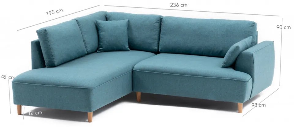 Coltar Felix Extra Soft Corner Sofa Left, Turquoise