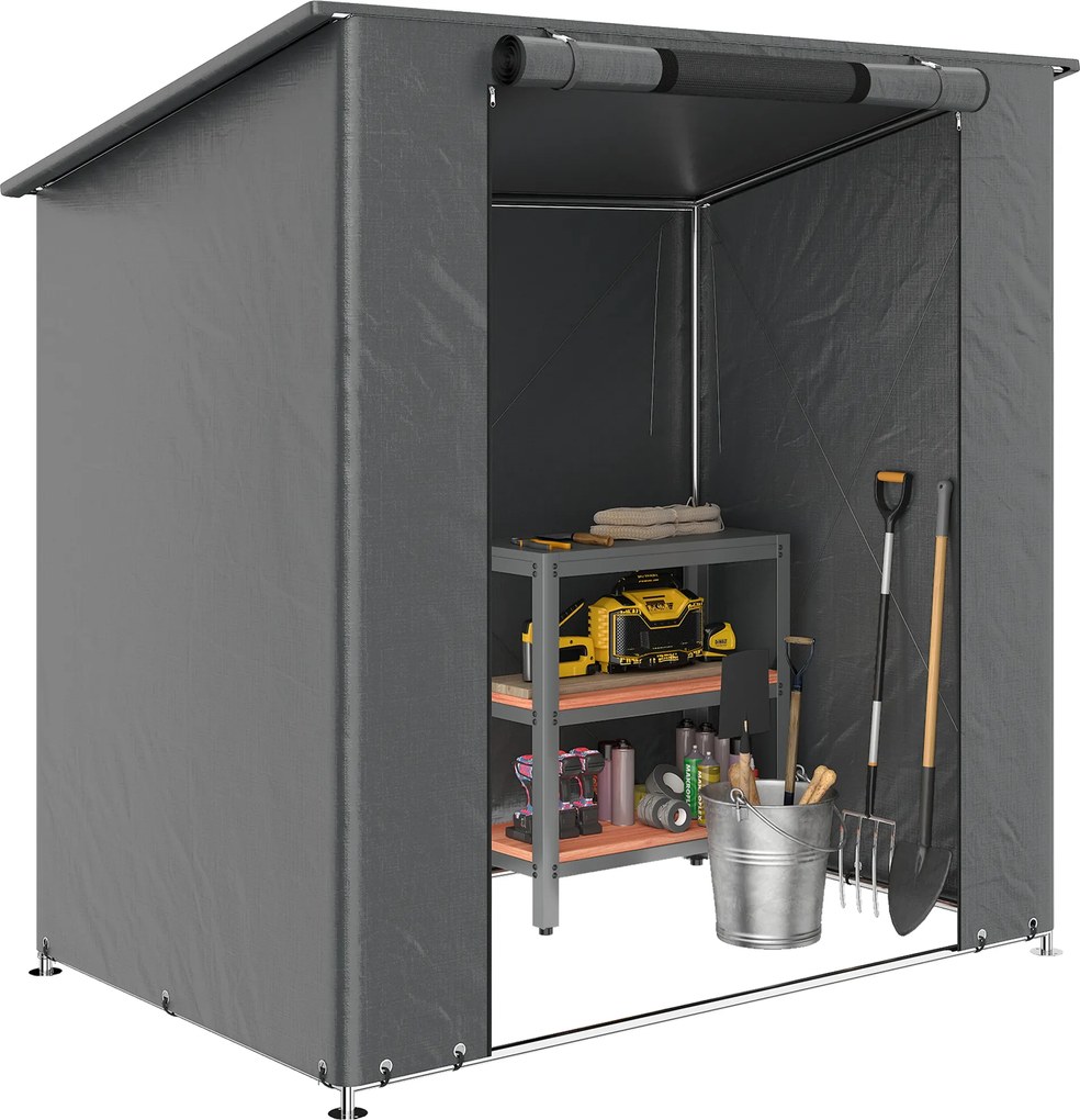 Outsunny Cort garaj 1,9x1,2 m impermeabil cort garaj cu ușă cu fermoar rulabil fereastră de ventilație Gri închis | Aosom Romania
