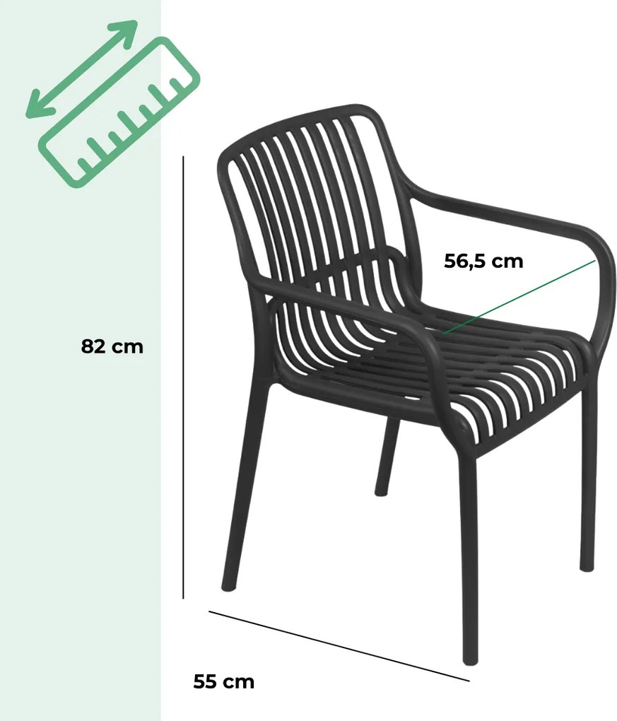 Scaun de grădină LUISE, set 4 buc., antracit I.P.A.E-Progarden
