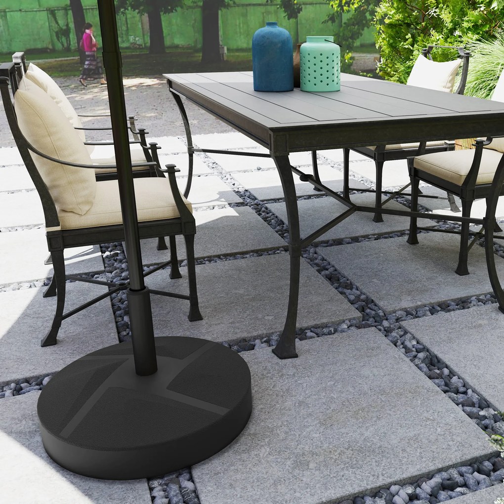 Outsunny Bază pentru Umbrelă Reumplibilă cu Apă 25kg/Nisip 30kg, pentru Tije de Umbrelă Ø36/38/48 mm, Negru | Aosom Romania