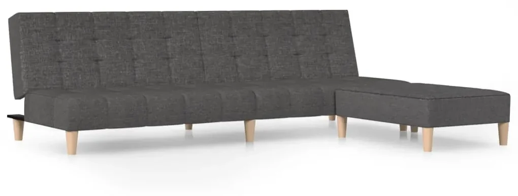 3080535 vidaXL Canapea extensibilă cu taburet, cu 2 locuri, gri închis, textil