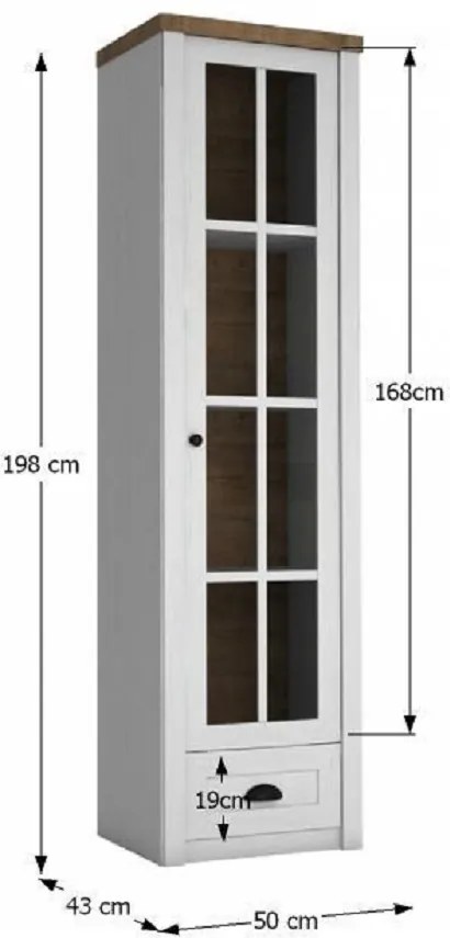 Vitrină, pin Andersen/stejar lefkas, PROVANCE W1S